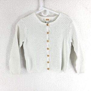 Damaged Stained Talbots Petite P White Cotton Cable Knit Sweater‎ Button Front